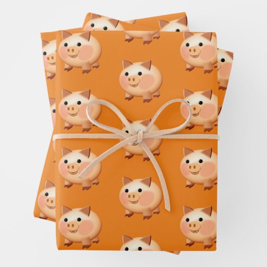 Cute Cartoon Baby Pig Pattern Inpakpapier Vel (In situ)