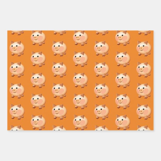 Cute Cartoon Baby Pig Pattern Inpakpapier Vel (Voorkant)