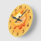 Cute Cartoon Baby Pig Ronde Klok (Hoek)