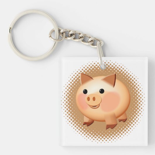 Cute Cartoon Baby Pig Sleutelhanger (voorkant)