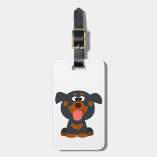 Cute Cartoon Baby Rottweiler Bagagelabel
