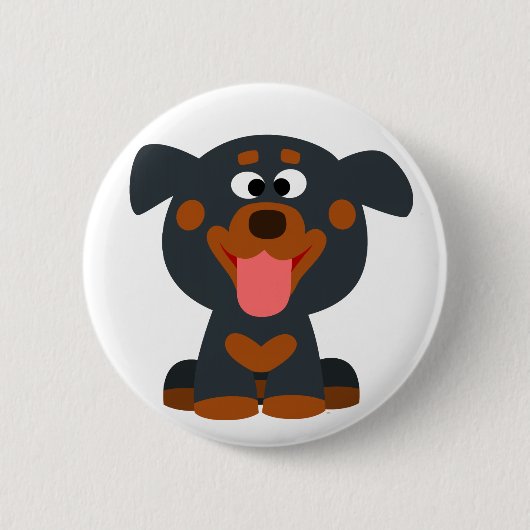 Cute Cartoon Baby Rottweiler Button Badge (Voorkant)