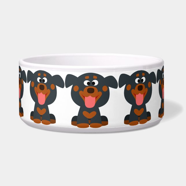 Cute Cartoon Baby Rottweiler Dog Bowl Voerbakje (Voorkant)