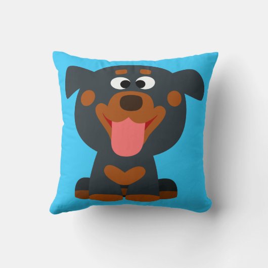 Cute Cartoon Baby Rottweiler Mojo Sierkussen (Achterkant)