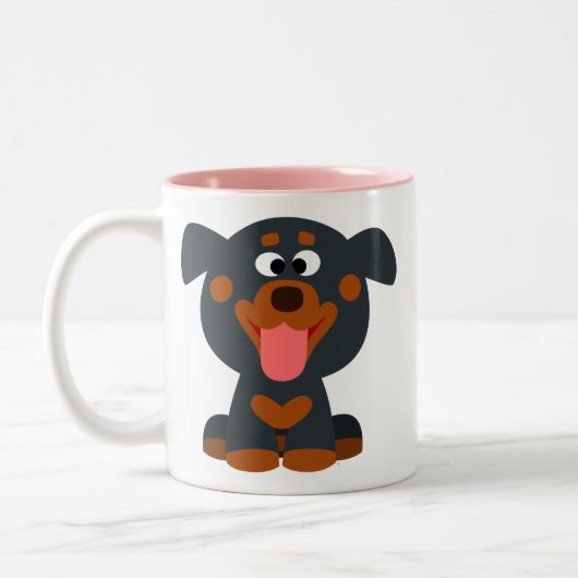 Cute Cartoon Baby Rottweiler Mok (Links)