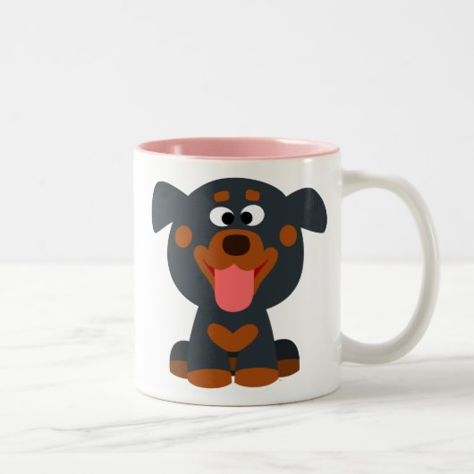 Cute Cartoon Baby Rottweiler Mok (Rechts)