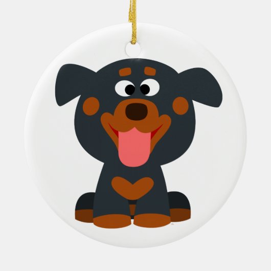 Cute Cartoon Baby Rottweiler Ornament (Achterkant)