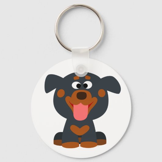 Cute Cartoon Baby Rottweiler Sleutelhanger (Voorkant)