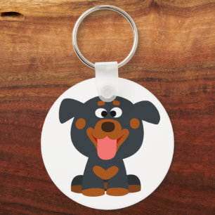 Cute Cartoon Baby Rottweiler Sleutelhanger