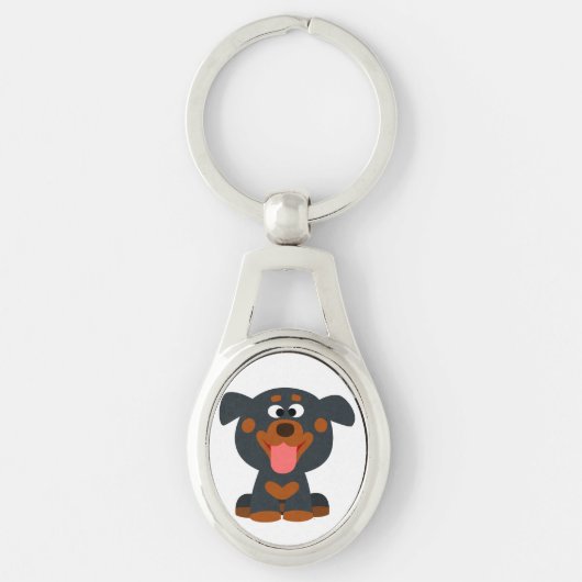 Cute Cartoon Baby Rottweiler Sleutelhanger (Voorkant)