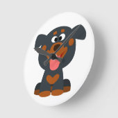 Cute Cartoon Baby Rottweiler Wall Clock Ronde Klok (Hoek)