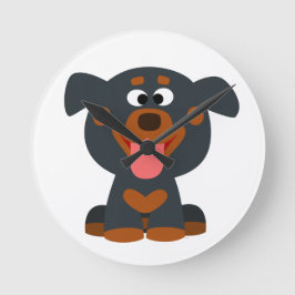 Cute Cartoon Baby Rottweiler Wall Clock Ronde Klok