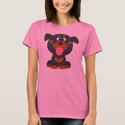 Cute Cartoon Baby Rottweiler Women T-Shirt (Voorkant)