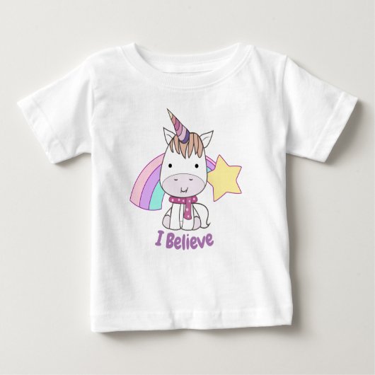 Cute Cartoon Baby Unicorn en Rainbow (Voorkant)
