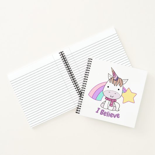 Cute Cartoon Baby Unicorn en Rainbow Notitieboek (Binnen)