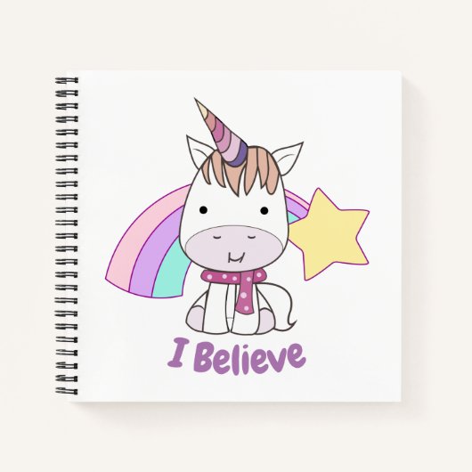 Cute Cartoon Baby Unicorn en Rainbow Notitieboek (Voorkant)