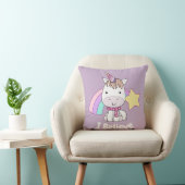 Cute Cartoon Baby Unicorn en Rainbow Paars Kussen (Stoel)