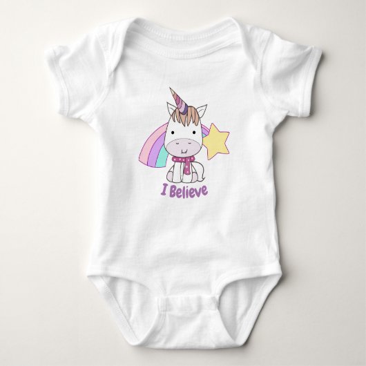 Cute Cartoon Baby Unicorn en Rainbow Romper (Voorkant)