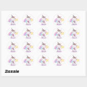 Cute Cartoon Baby Unicorn en Rainbow Ronde Sticker (Vel)