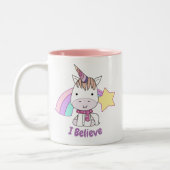 Cute Cartoon Baby Unicorn en Rainbow Tweekleurige Koffiemok (Links)