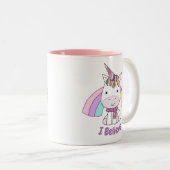 Cute Cartoon Baby Unicorn en Rainbow Tweekleurige Koffiemok (Voorkant rechts)