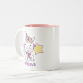 Cute Cartoon Baby Unicorn en Rainbow Tweekleurige Koffiemok (Voorkant links)