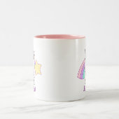 Cute Cartoon Baby Unicorn en Rainbow Tweekleurige Koffiemok (Center)