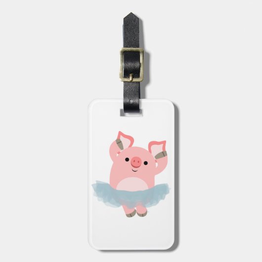 Cute Cartoon Ballerina Pig Bagagelabel (Voorkant verticaal)