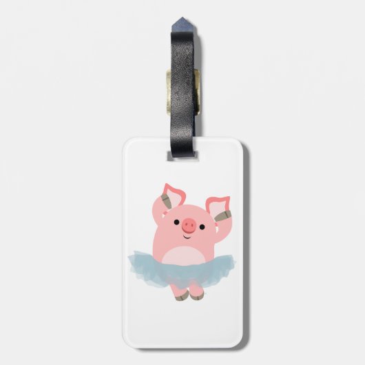 Cute Cartoon Ballerina Pig Bagagelabel (Achterkant verticaal)