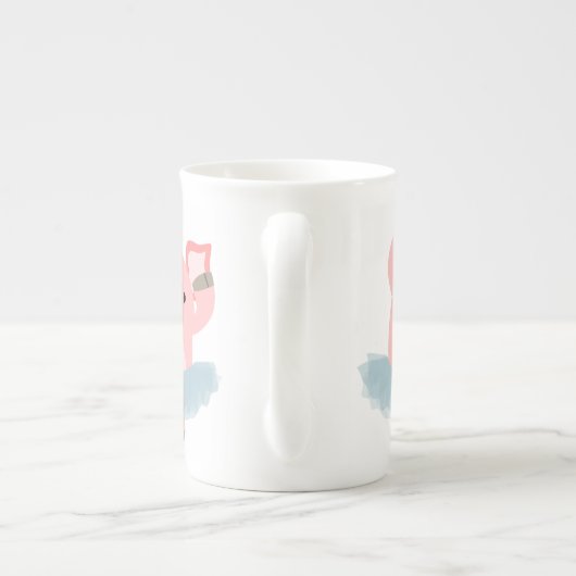 Cute Cartoon Ballerina Pig Bone China Mok (Achterkant)
