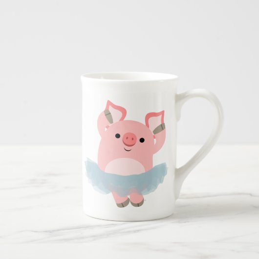 Cute Cartoon Ballerina Pig Bone China Mok (Rechts)