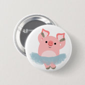 Cute Cartoon Ballerina Pig Button Badge (Voorkant /achterkant)