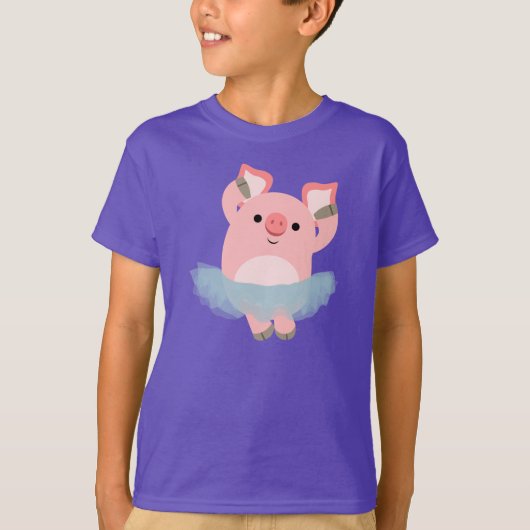 Cute Cartoon Ballerina Pig Children T-Shirt (Voorkant)