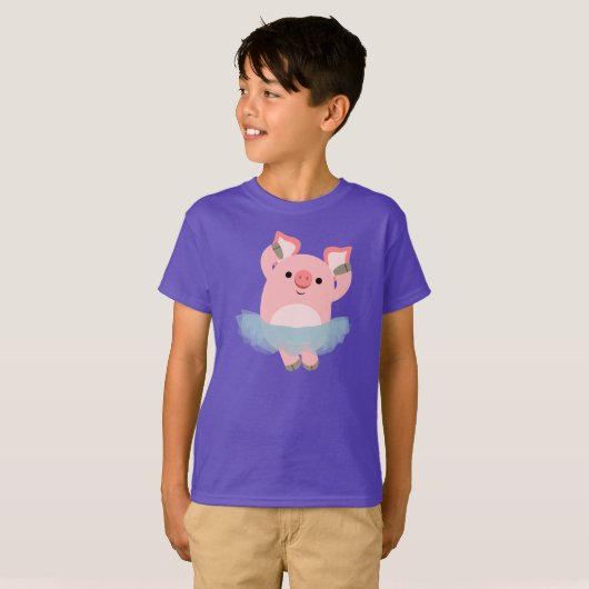 Cute Cartoon Ballerina Pig Children T-Shirt (Voorkant volledig)