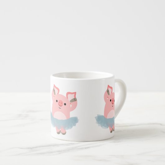 Cute Cartoon Ballerina Pig Espresso Mok (Voorkant rechts)