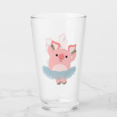Cute Cartoon Ballerina Pig Glas (Achterkant)