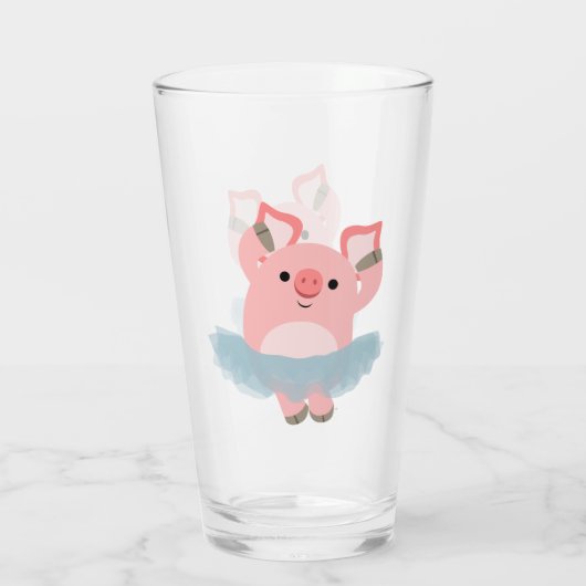 Cute Cartoon Ballerina Pig Glas (Achterkant)