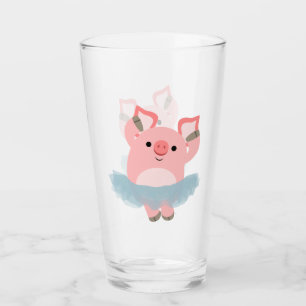 Cute Cartoon Ballerina Pig Glas