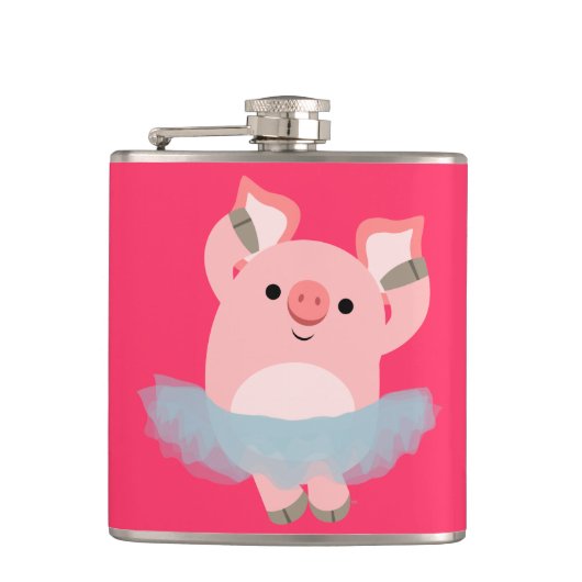 Cute Cartoon Ballerina Pig Hip Flask Heupfles (Voorkant)