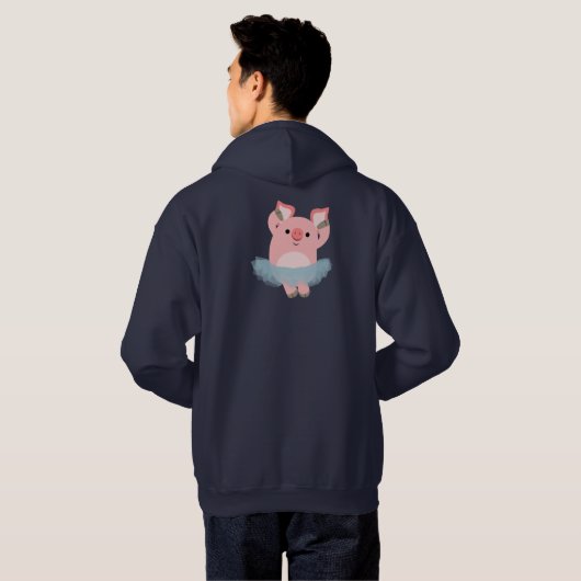 Cute Cartoon Ballerina Pig Hoodie (Achterkant volledig)