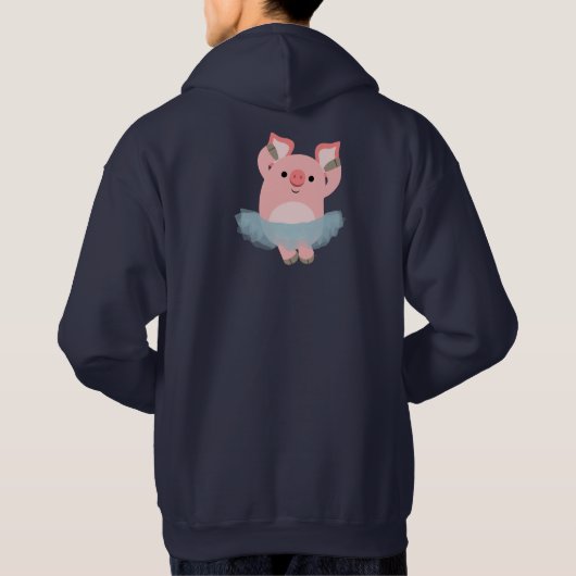 Cute Cartoon Ballerina Pig Hoodie (Achterkant)