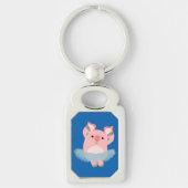 Cute Cartoon Ballerina Pig Metal Sleutelhanger (Voorkant)
