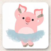 Cute Cartoon Ballerina Pig Onderzetters Set (Voorkant)