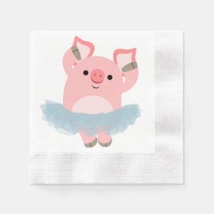 Cute Cartoon Ballerina Pig Paper Napkins Servetten
