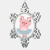 Cute Cartoon Ballerina Pig Pewter Ornament (Rechts)