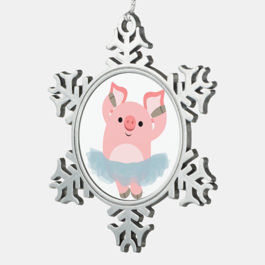 Cute Cartoon Ballerina Pig Pewter Ornament (Rechts)