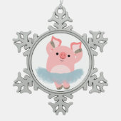 Cute Cartoon Ballerina Pig Pewter Ornament (Voorkant)