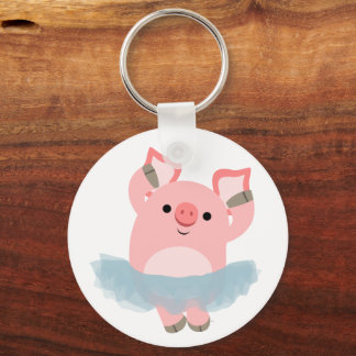 Cute Cartoon Ballerina Pig Sleutelhanger