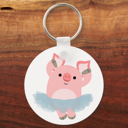 Cute Cartoon Ballerina Pig Sleutelhanger (Voorkant)
