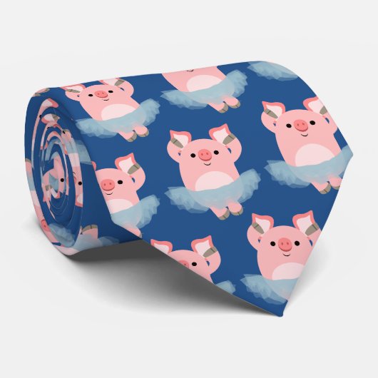 Cute Cartoon Ballerina Pig Stropdas (Opgerold)